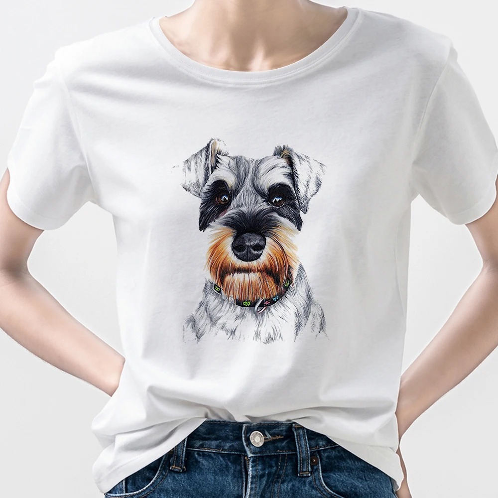 

Schnauzer Prairie Chic Tshirt Femme 2021 New Spain Elegant Family Look Casual Ropa Tumblr Mujer Short Sleeve Fashion Wholesale
