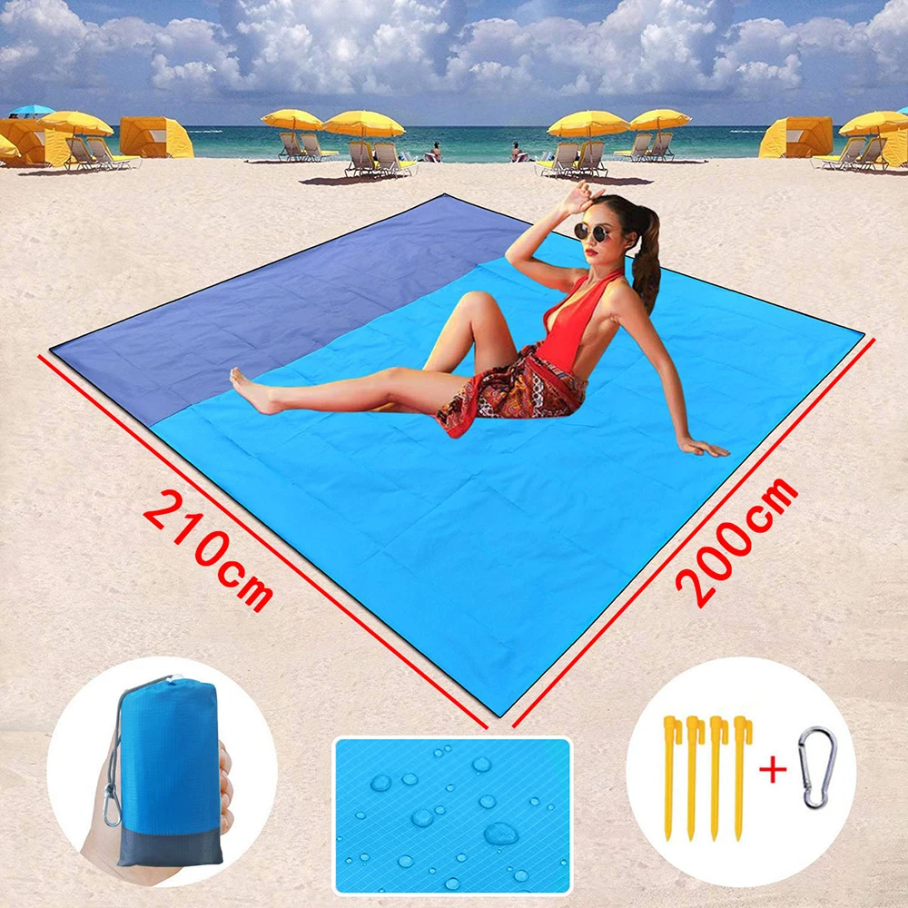 

210 * 200cm Folding Camping Carpet Pocket Blanket Waterproof Beach Mat Outdoor Portable Picnic Mat Camping Bed Sleeping Pad