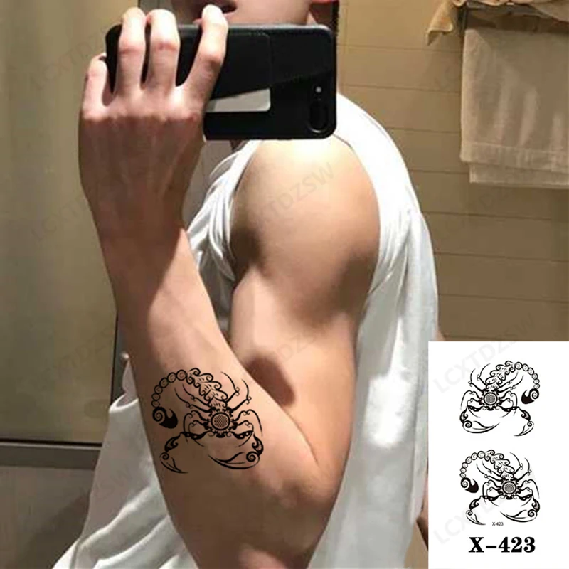 Temporary Waterproof Dragon Tattoo Sticker, Scorpion False Tattoo, Decorative Art, Arm False Tattoo, Small Size 10.5 * 6CM