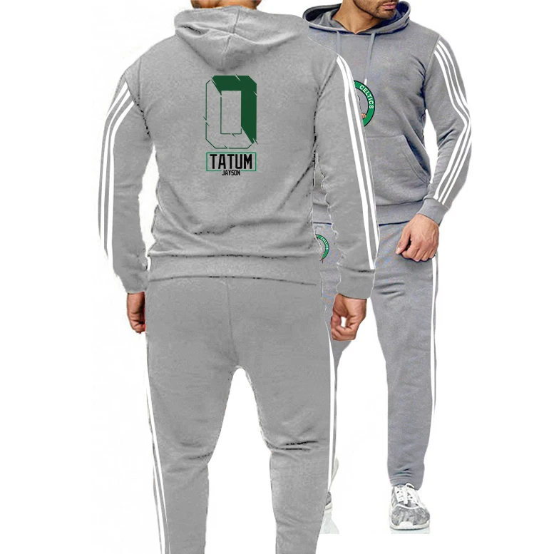 

3XL мужские новые американские баскетбольные Джерси одежда #0 Jayson Tatum Boston Celtics Крутая толстовка худи комплект из двух предметов тренировочный