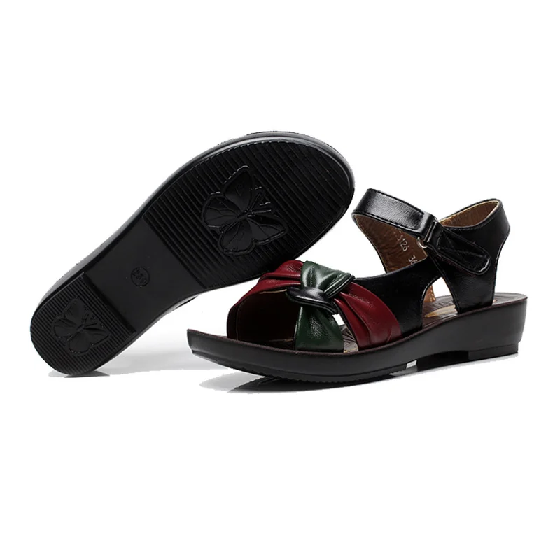 

Ladies Sandals 2019 Summer Flat Shoes Fashion Mother Shoes Leather Soft Bottom Ladies Sandals Comfortable Women's Shoes
