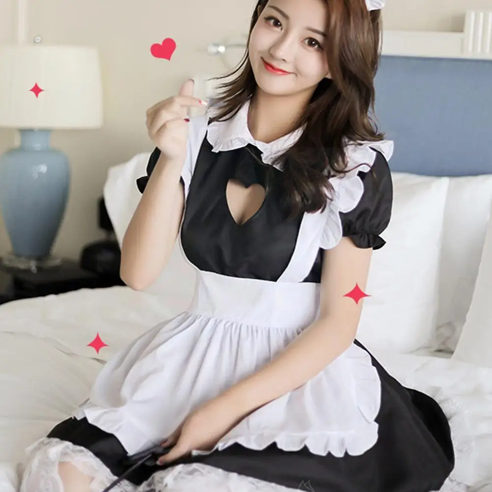 Классический черный костюм горничной из кафе косплей милая Лолита платье