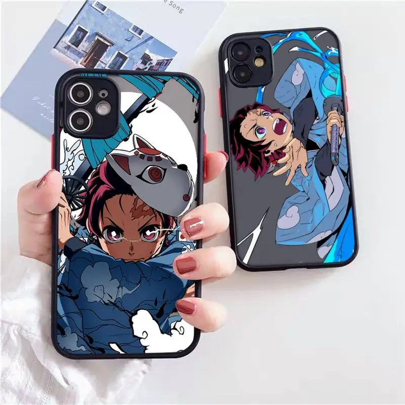 

Anime Demon Slayer Phone Case For iPhone 12 11 Mini Pro XR XS Max 7 8 Plus X Matte transparent Back Cover