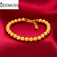 qeenkiss bt5158 fine jewelry wholesale fashion woman girl bride mother birthday wedding gift 24kt gold 6mm beads chain bracelet