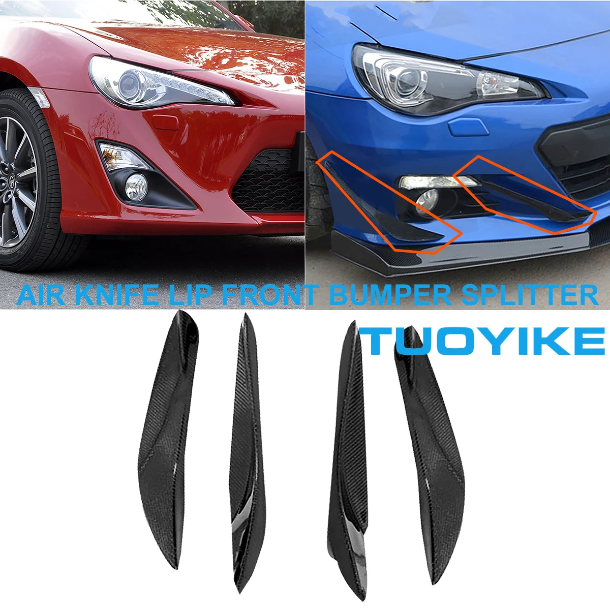 Murah Aksesori Mobil Pemotong Bumper Depan Serat Karbon Kit Bibir Pisau Udara Bentuk Penutup Rangka Pemangkas Untuk Toyota GT86 Subaru BRZ 2012-2016