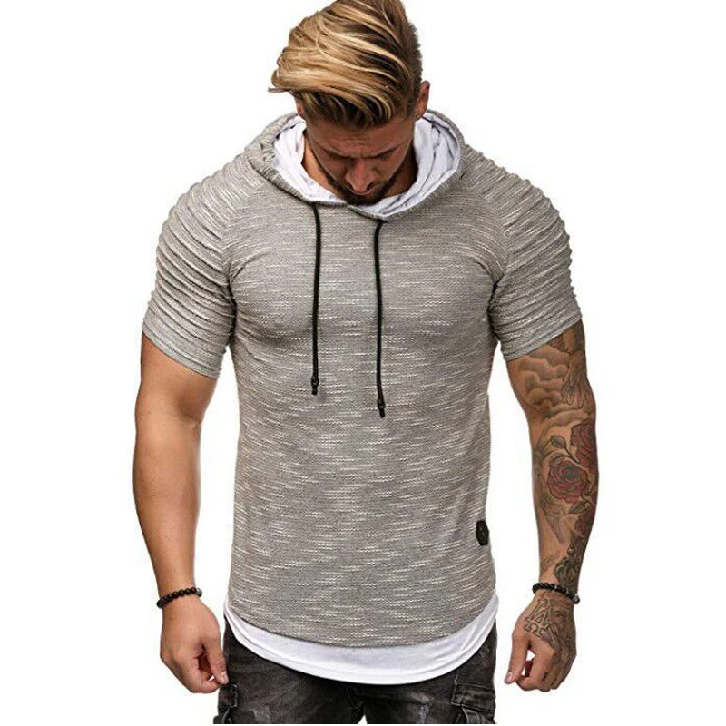 E-BAIHUI New Men Hooded T Shirt Summer Fashion Short-Sleeve streetwear T-Shirts Male Tops strange hip hop Camisa Masculina G031 | Мужская