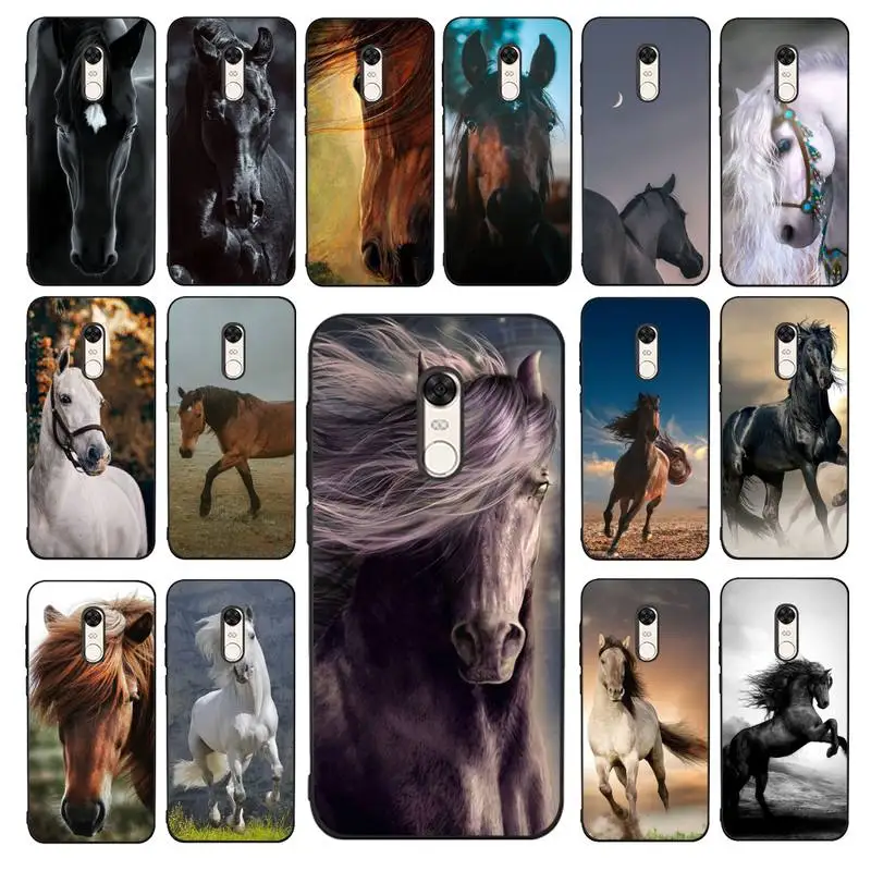 

FHNBLJ Watercolor Horses Running Phone Case for Redmi 5 6 7 8 9 A 5plus K20 4X 6 cover
