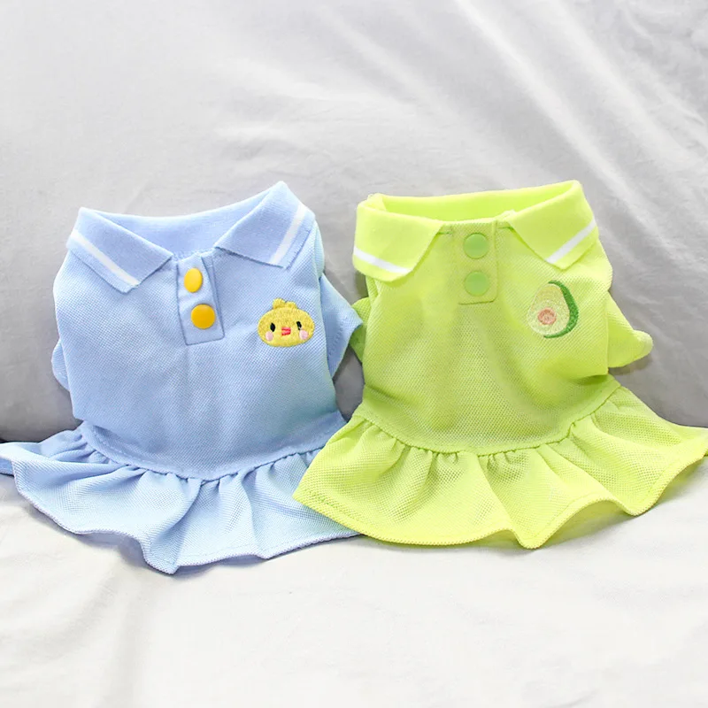 

Pet Dog Clothes Solid Clothings Dogs Dresses Super Small Clothing Cute Cartoon Duck Avocado Print Spring Summer Green Ropa Perro
