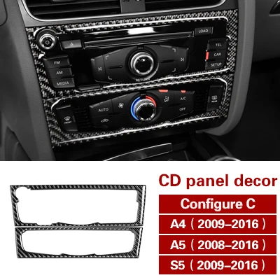 CD Panel Config C Для Audi A4 A5 S5 углеродное волокно центральной консоли CD панель наклейка покрытие на автомобиль крышка для воздуховода отделка навигации украшение интерьера автомобиля - Название цвета: CD Panel Config C