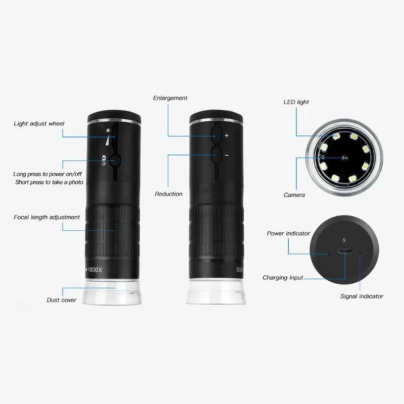 Цифровой микроскоп 1000X Wi-Fi камера 2 Мп 1080P увеличительное стекло микроскопы для