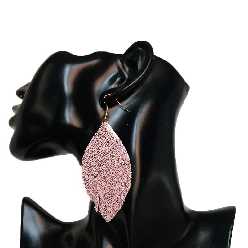 Новые блестящие серьги M & G из натуральной кожи модная подвеска в виде листика