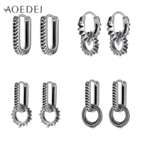 aoedej male stainless steel hoop earrings punk style earring for men hip hop ear round earring biker jewelry accessories