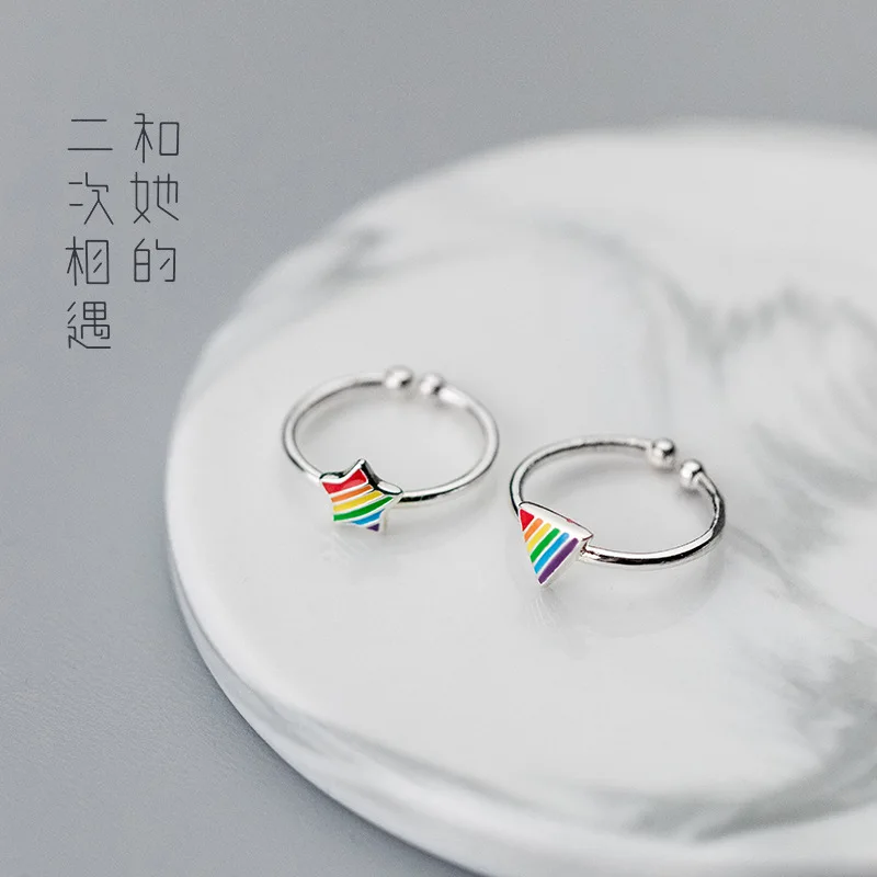 Trusta 100% Серебро 925 пробы модные ювелирные изделия Радужный треугольник звезда