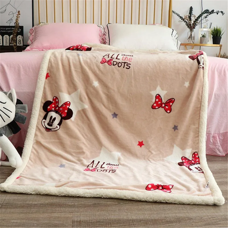 mickey Флисовое Флисовое одеяло с изображением Минни Маус из мультфильма Дисней, овечьей шерсти, теплое детское одеяло, детский коврик для дивана, простыни, подарок - Цвет: mickey