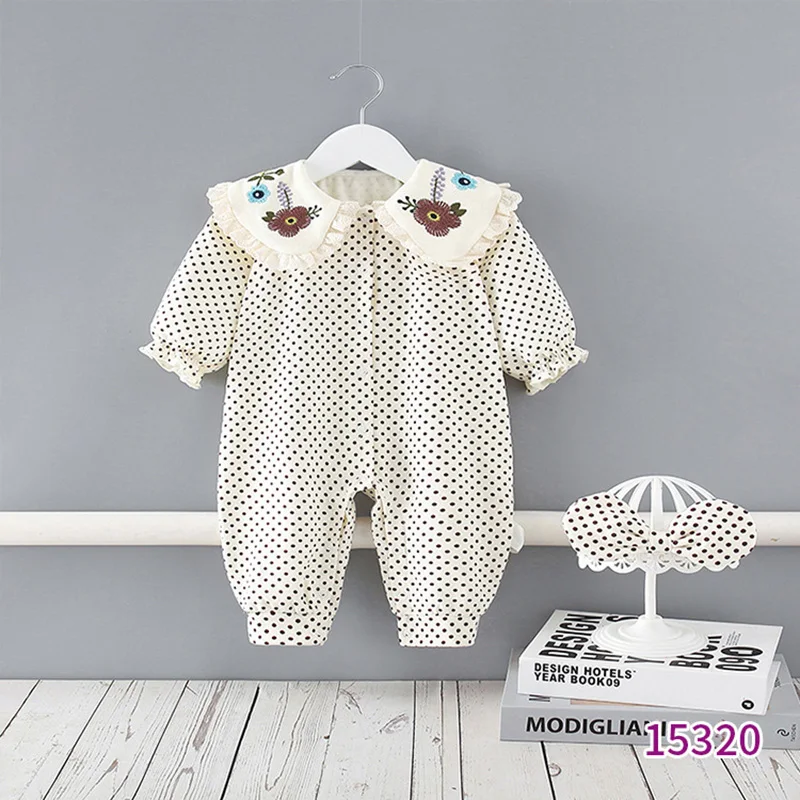 

Children's Clothing Spring and Autumn New Infant Onesies Polka Dot Embroidered Collar Long-sleeve Kids Romper Baby Girl Clothes