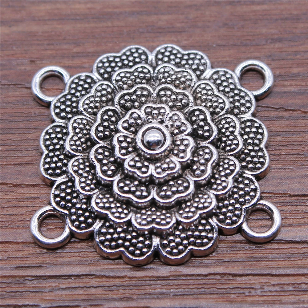 

4pcs 4-Hole Body Chain Connector Charms Connector Antique Silver Color 28x30mm Diy Necklace Making Accessoreis