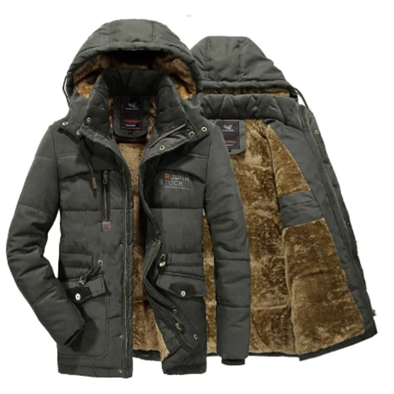 Повседневное пальто Parker, Толстая Повседневная мужская зимняя куртка с меховым воротником, новинка 2021, большая модная толстовка с капюшоном,...