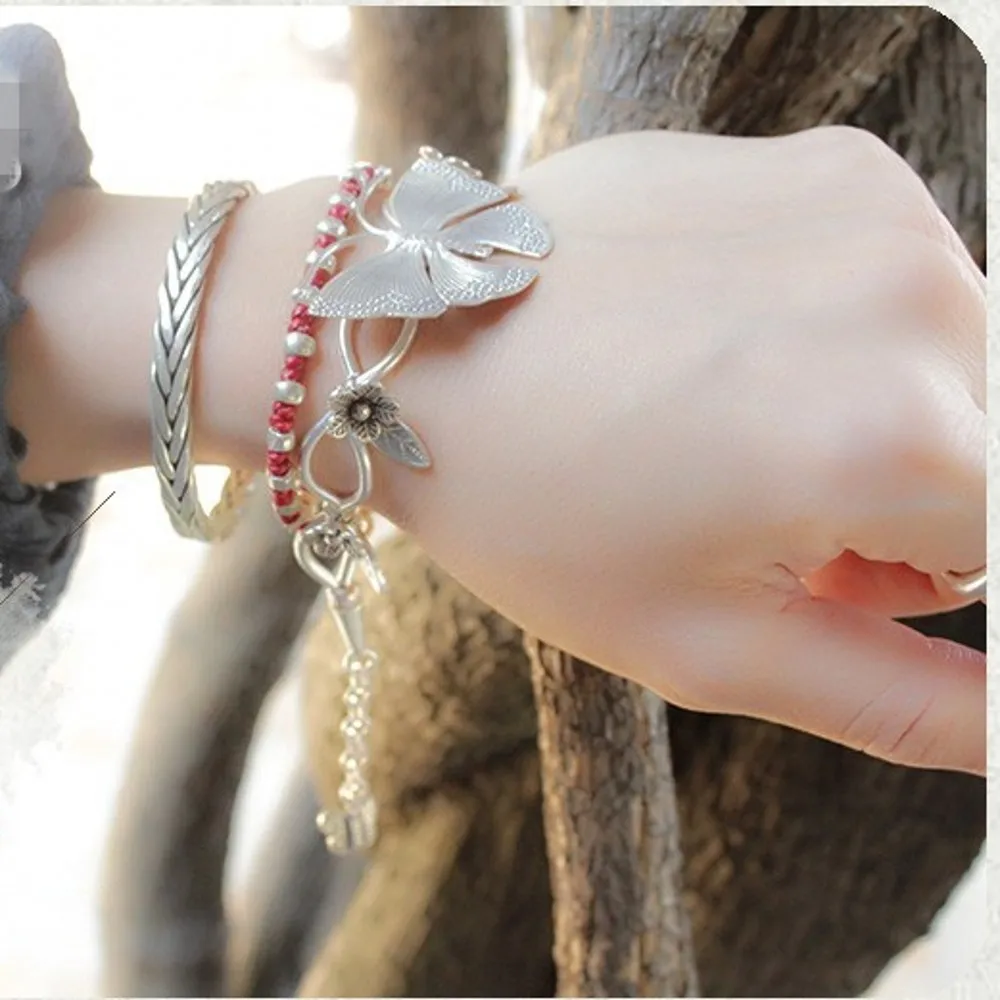 Дизайнерский ручной браслет s990 в тайском стиле с серебристыми и серебряными