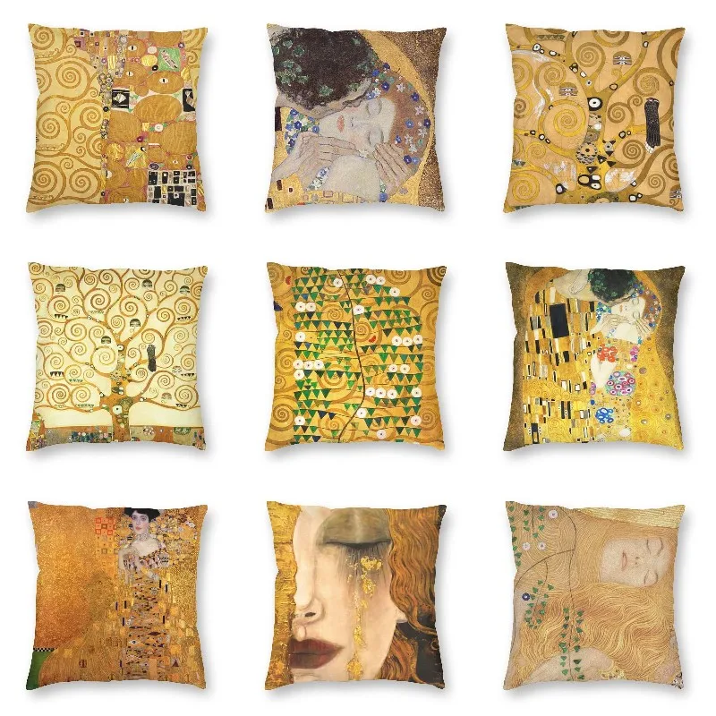 Gustav Klimt, художник, символика, искусственная Обложка, дерево жизни, стоклет, фриз, декоративная подушка, квадратная задняя обложка, украшение ...
