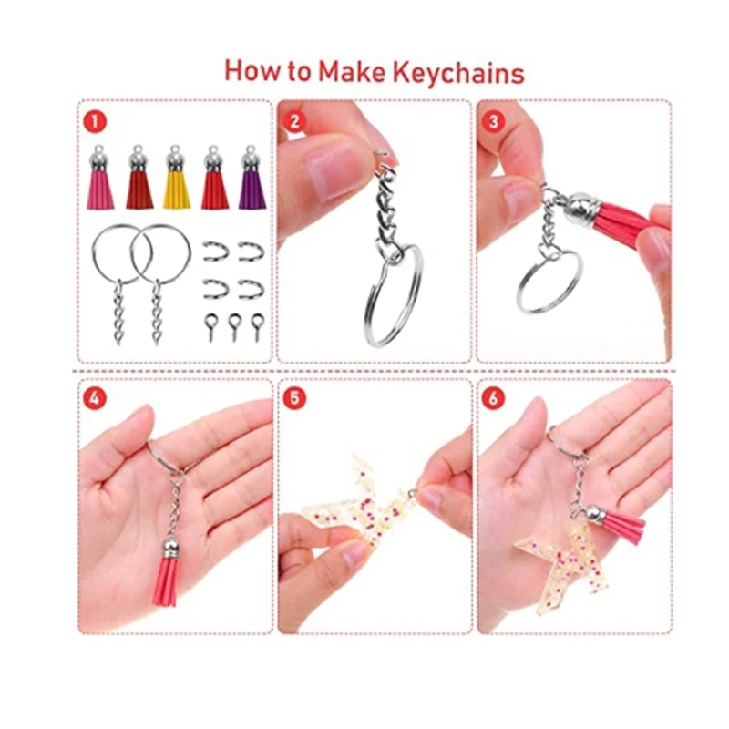 

400Pcs Tassel Keychain Key Chains and Tassels Set for Acrylic Keychain Blanks, Resin Keychain and Keychain DIY Craft