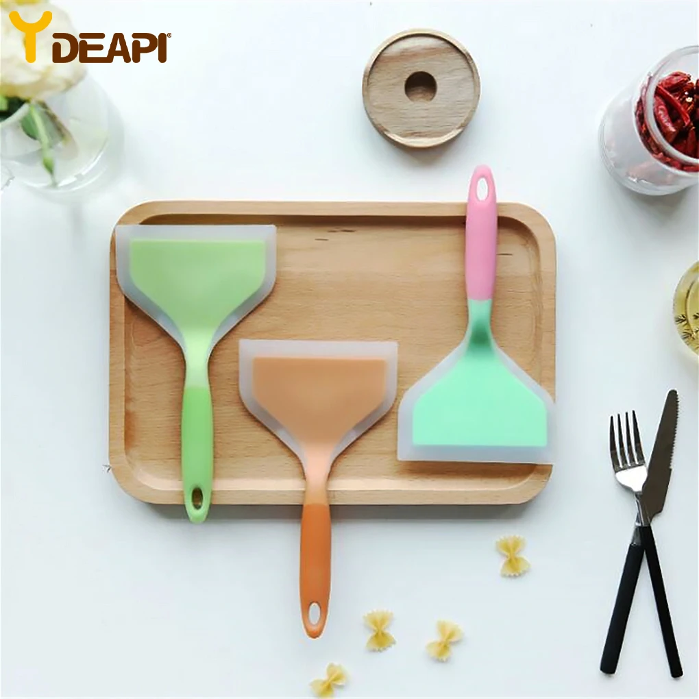 

YDEAPI Home Cooking Utensils Silicone Spatulas Beef Meat Egg Kitchen Scraper Wide Pizza Shovel Non-stick Turners Food Lifters