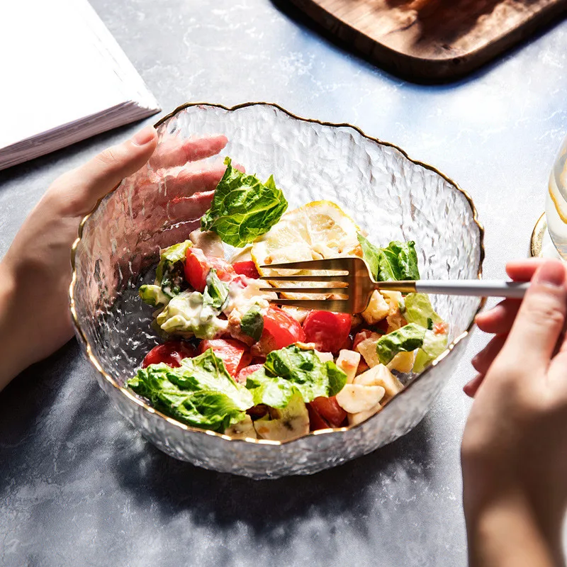 JO LIFE Хрустальная миска с несимметричной золотой инкрустацией блюдо для хранения