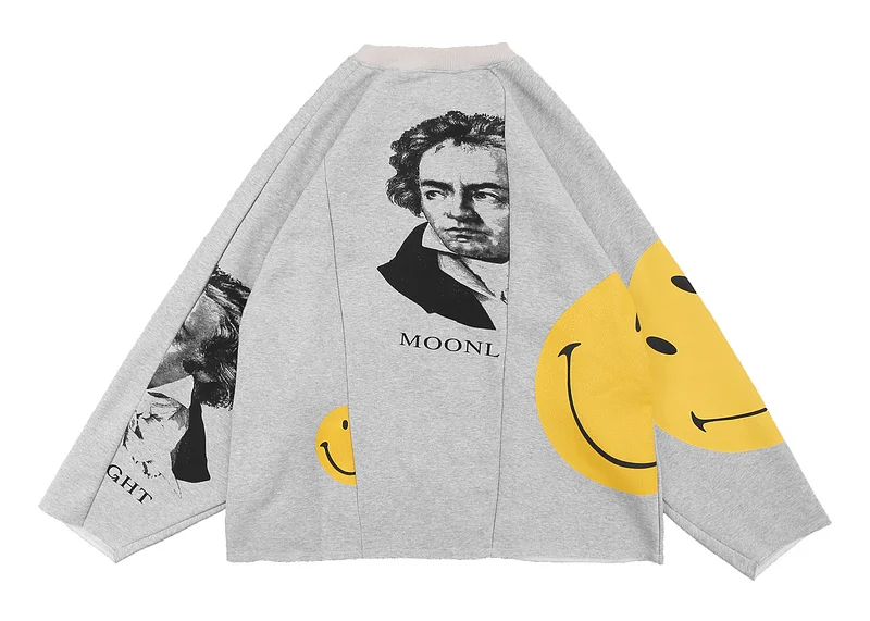 

FW 2021 High Quality Kapital Portraits Patchwork Print Pullover HipHip Oversize Sweatshirt Men Women 100% Cotton Crewneck