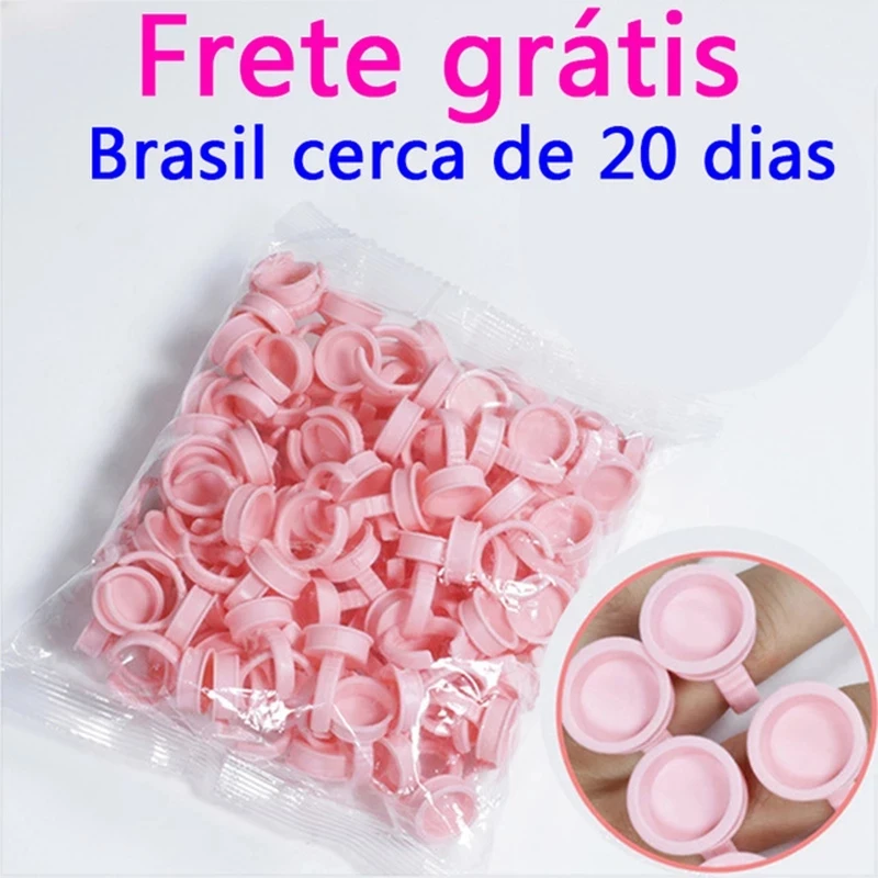 

200PCS Tattoo Ink Ring Cap Pigment Cup Pink Medium Size Adjustable Beauty Makeup Tool Accessories One-Time Use Not Easy To Spill