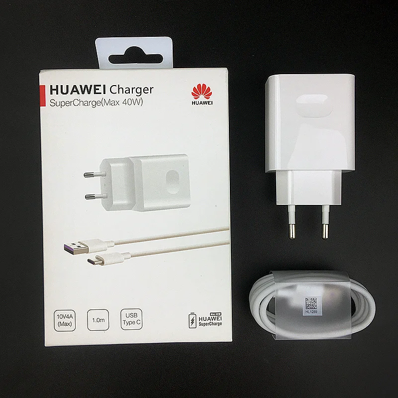 40W EU charger box Оригинальное зарядное устройство huawei 40 Вт супер зарядное устройство адаптер 5 А usb type c кабель для mate 30 pro p30 pro Honor Magic 2 Nova 5 5t 5 pro - Тип штекера: 40W EU charger box