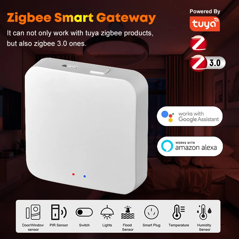 

Беспроводной смарт-хаб Tuya ZigBee Gateway, умный хаб с дистанционным управлением через приложение для умного дома, работает с Alexa Google Home умный дом уп...