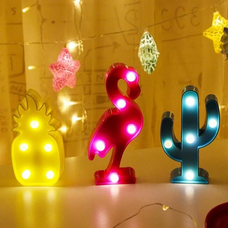 Новый ночник с ананасом детский светодиодный светильник подсветкой Фламинго