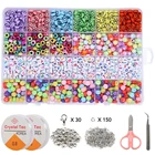 Набор круглых акриловых бусин с английскими буквами, набор инструментов для изготовления браслетов и украшений сделай сам, аксессуары для изготовления квадратных пластиковых пазлов, бусы с алфавитом, коробка