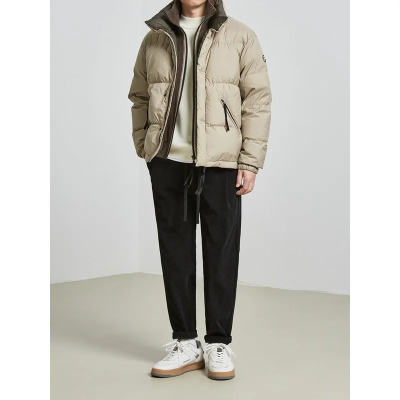 Men's Down Jacket Men's Fake Two-piece Splicing Winter New Double-layer Stand-collar Jacket Thick Warm