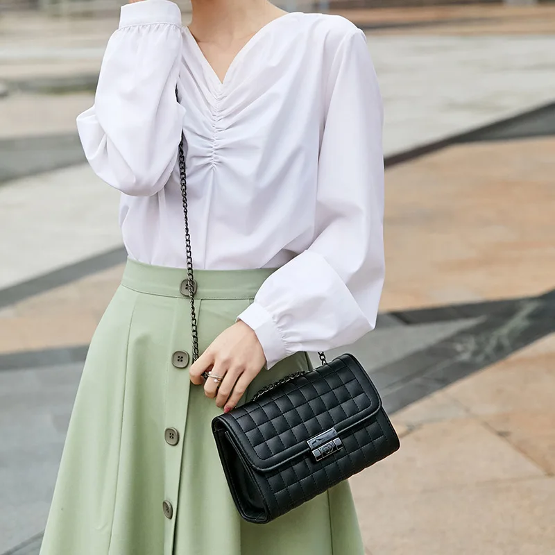 

Fashion Women's Handbags Casual Sling Chain Crossbody Messenger Shoulder Travel Diamond Lattice PU Envelope Flap Bag