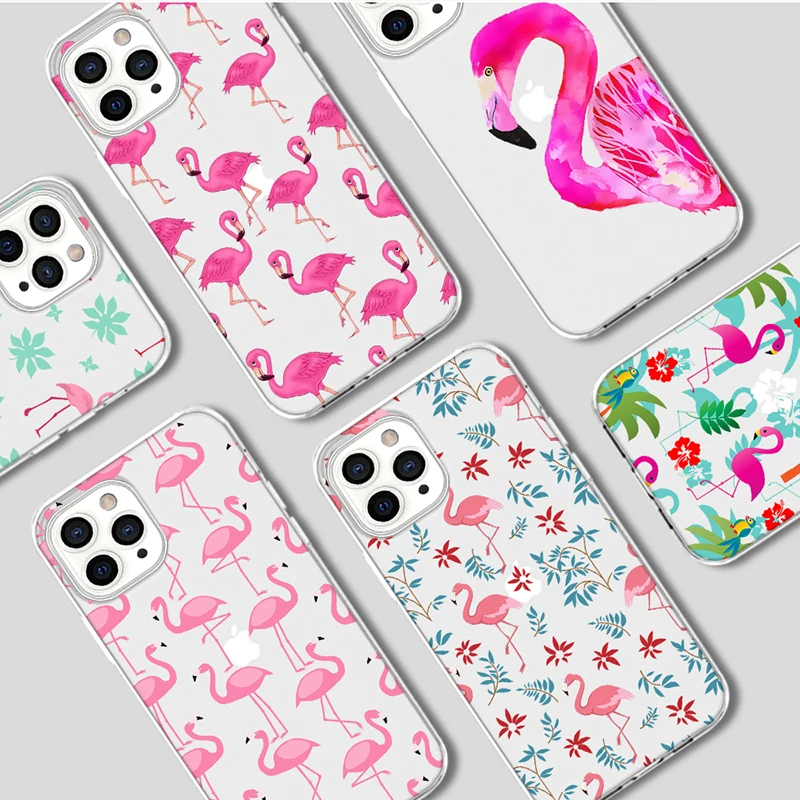 Роскошный розовый чехол с фламинго для IPhone 13 12 11 Pro XR XS Max Mini 7 X 8 6 6S Plus 5S SE 2020