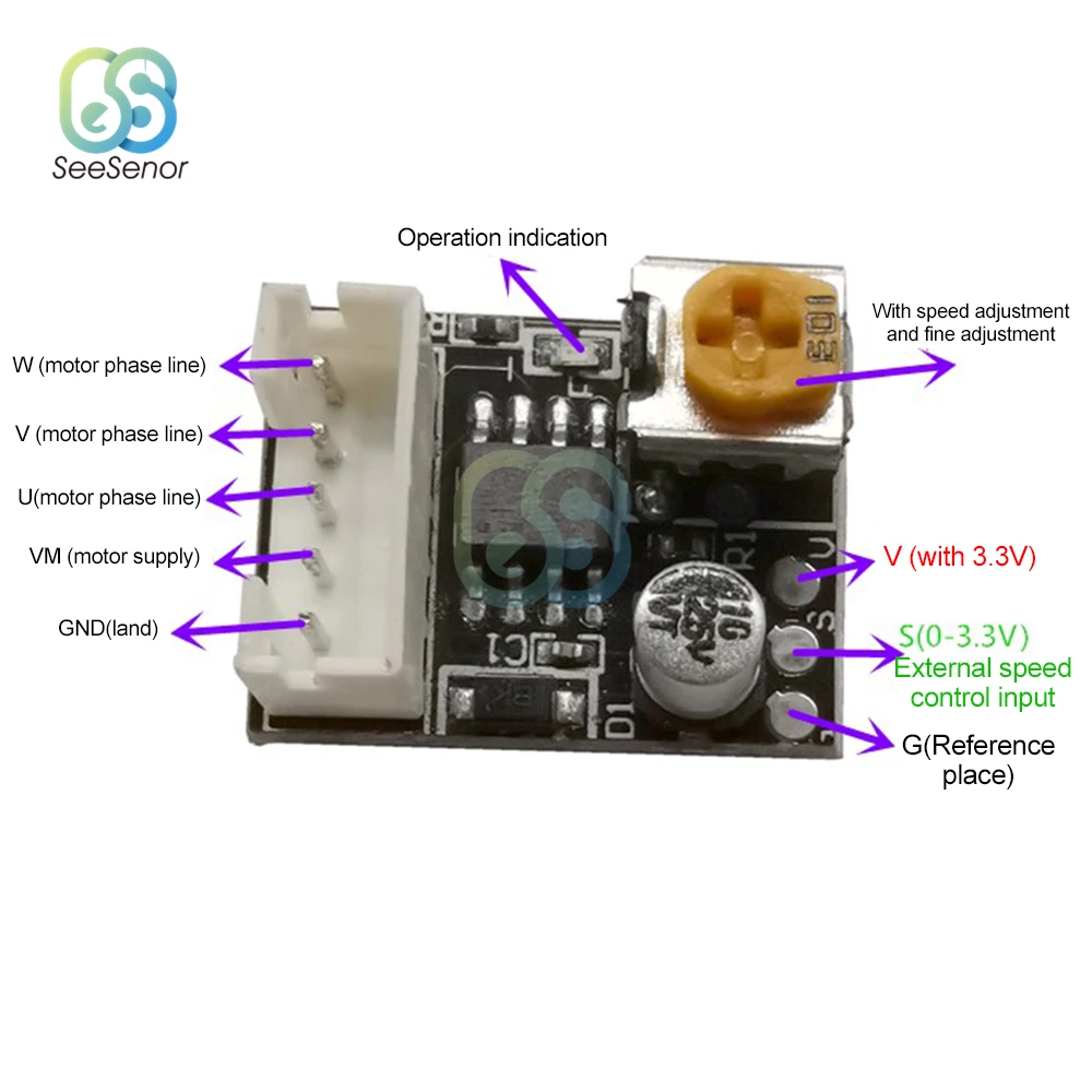 Трехфазный бесщеточный двигатель постоянного тока DC3.8-15V 10 Вт DC6-20V 60 модуль PWM без