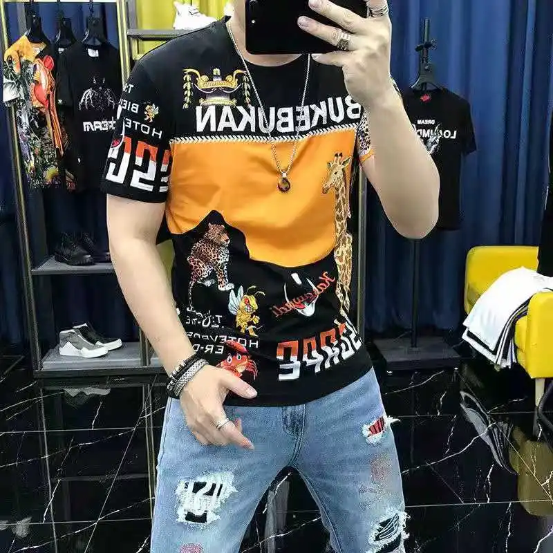 

Euro American Style 2021 Summer New European Goods Printing, Hot Stamping and Heavy Industry Short Sleeve T-shirt for Men