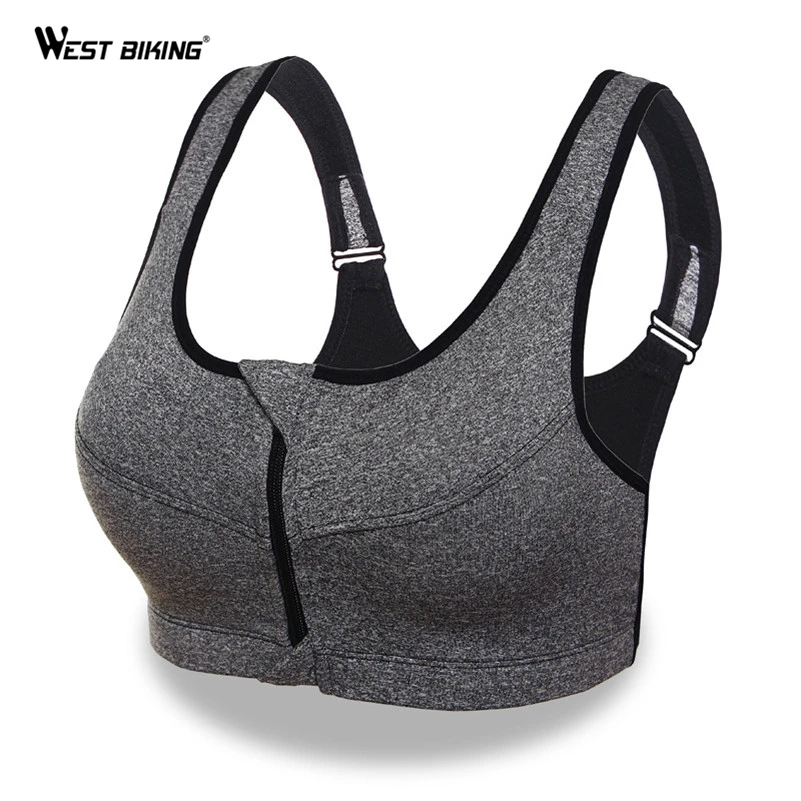 

WEST BIKING Cycling Women Sport Bra Running Front Zipper Moverment Bra Yoga Padded Fitness Tops Tank Workout Sport Bra 3 Sizes