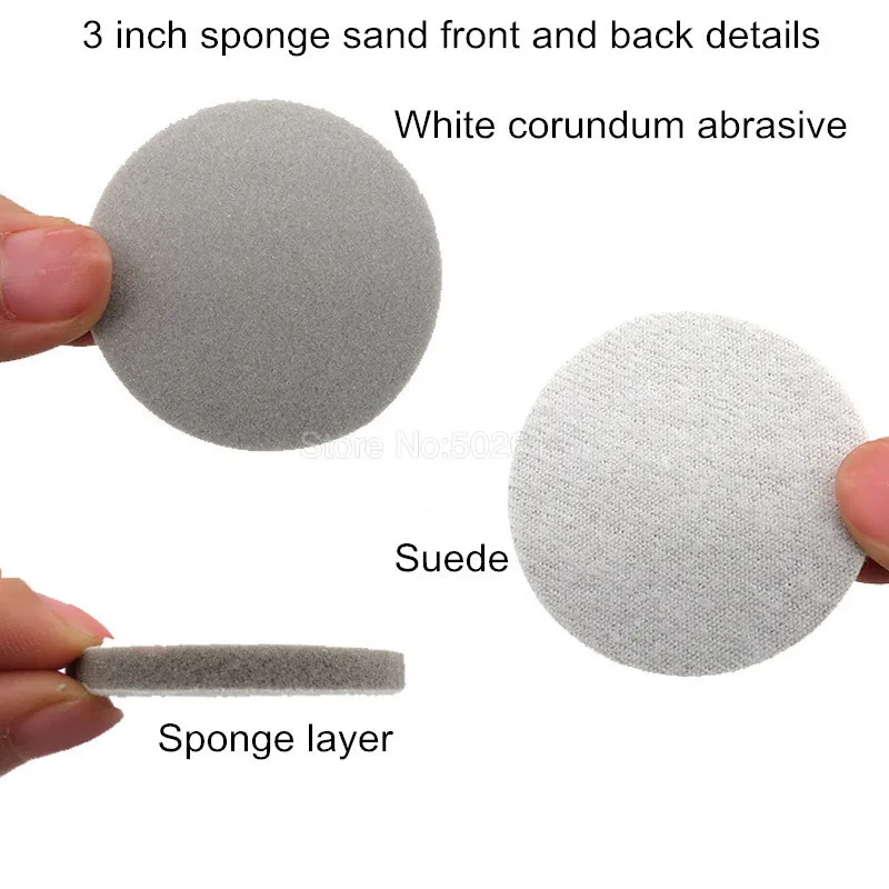 1Pcs 3-Inch 75MM Sponge Sand Disc Sandpaper Self-adhesive Sanding Hook Loop Polishing Grinding Diamond Pad Marble | Инструменты