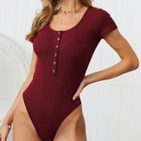 hirigin 2020 women sexy knitted bodysuits summer stretchy short sleeve slim thong jumpsuit bodycon leotard body top clubwear