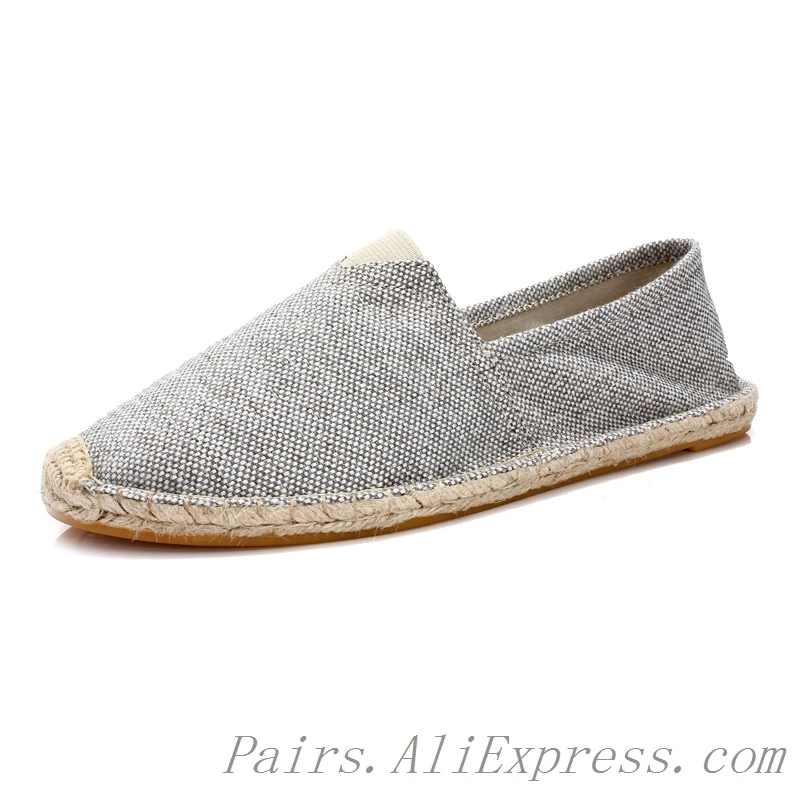 Grey Linen Женская обувь на плоской подошве; сезон весна-осень; дышащая льняная обувь в рыбацком стиле; парусиновая обувь для вождения без застежки; эспадрильи унисекс; полосатые Мокасины - Цвет: Grey Linen