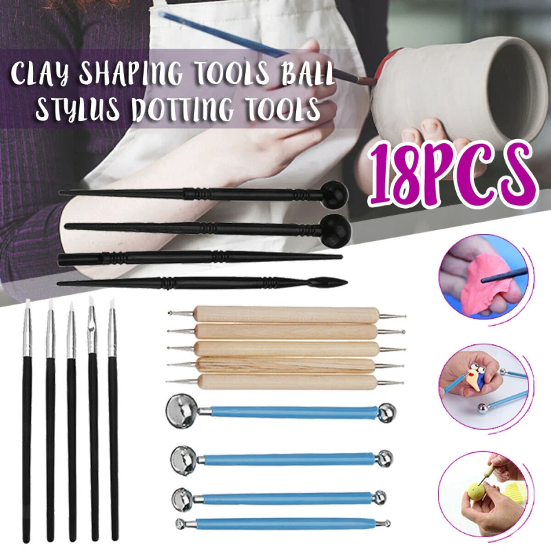 

18 шт./компл. Профессиональный Набор для лепки глины, сглаживающий воск, резьба по керамике, керамические инструменты, полимерные Формироват...