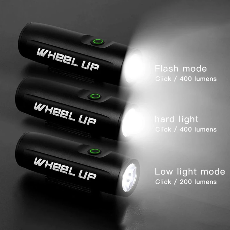 

USB Charging Waterproof Aluminium Alloy Mountain Bike Flashlight Wheel Up New Riding Light High-brightness Headlight Of Bike