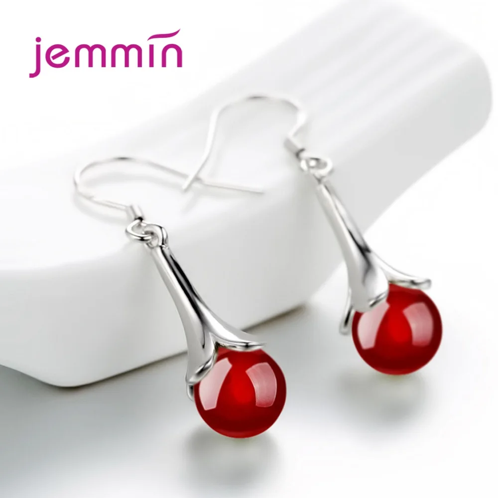 

Amazing Design Flower Pendant Jewelry Sets For Girls Fast Delivery 925 Sterling Silver Round Clear Red Black Earring Necklace