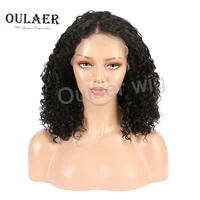 oulaer short bob kinky curly 13x4 hd invisible lace front wigs brazilian virgin human hair deep wave for black women