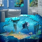 Самоклеящаяся водостойкая напольная наклейка на заказ, 3D Настенные обои, дельфин, океан, животные, напольная живопись, ПВХ наклейки для ванной