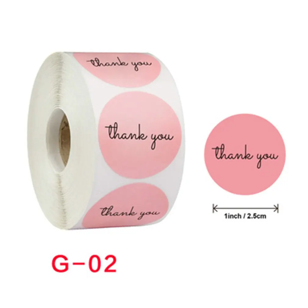 

Pink Thank You Stickers Label 500 Pcs/Roll Copper Plate Self-Adhesive Material Round Wedding Decoration Stickers 1 Inch