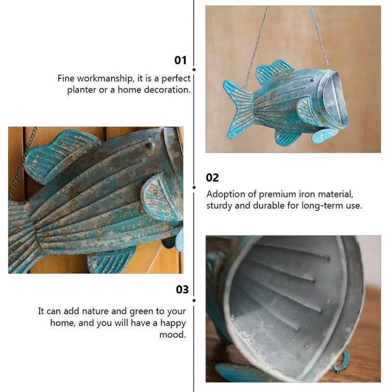 

Creative Iron Hanging Planter Stylish Fish Shape Iron Hanging Flowerpot