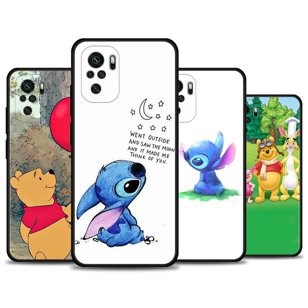 

Case For Xiaomi Redmi Note 10 9 8 Pro 9S 9T 8T Fundas Cover Disney Stitch&Winie