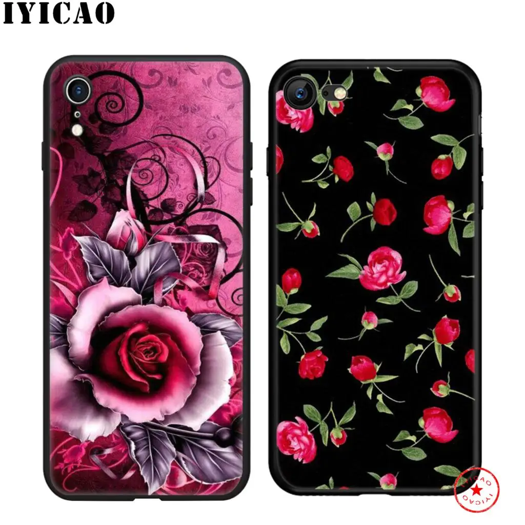 IYICAO классный розовый цветной мягкий черный силиконовый чехол для iPhone 11 Pro Xr Xs Max X